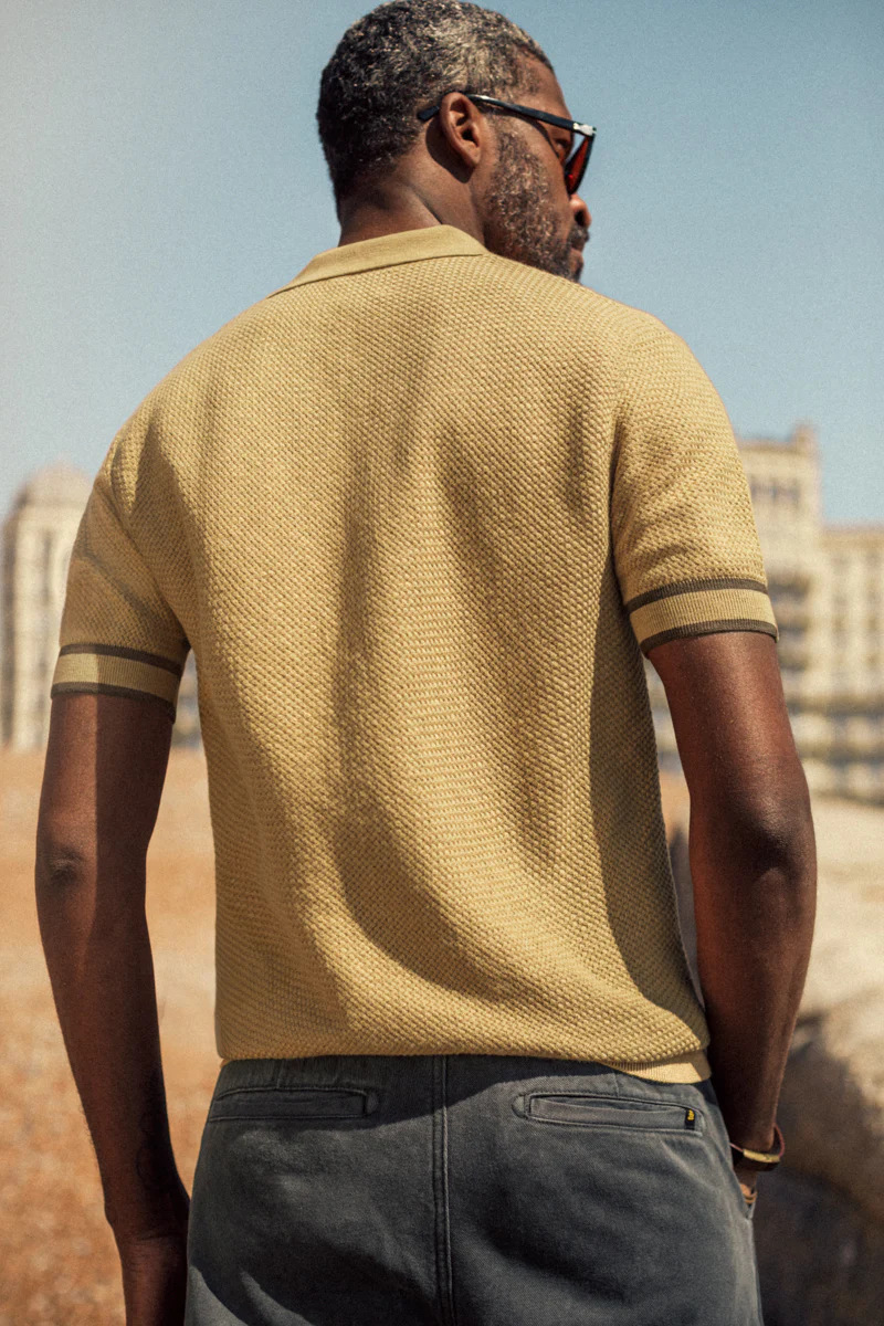 Dempsey Knitted Polo Tan - Image 3