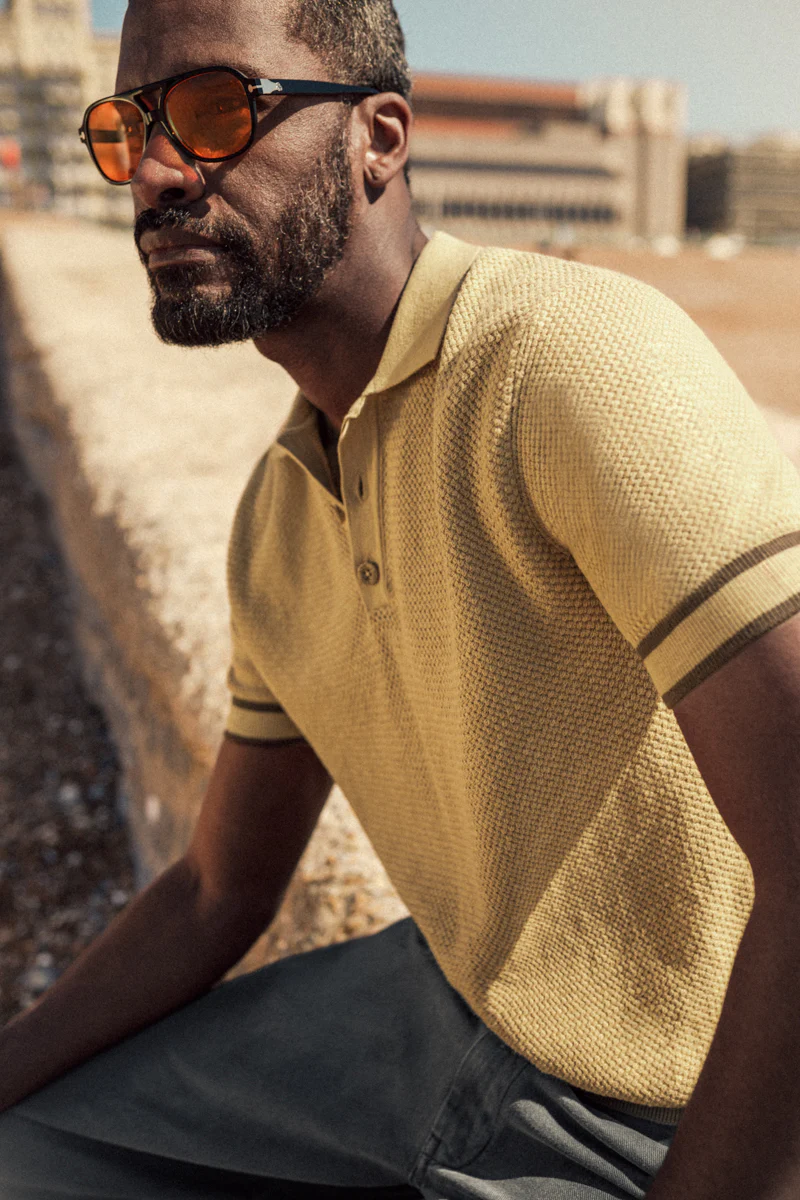 Dempsey Knitted Polo Tan - Image 4