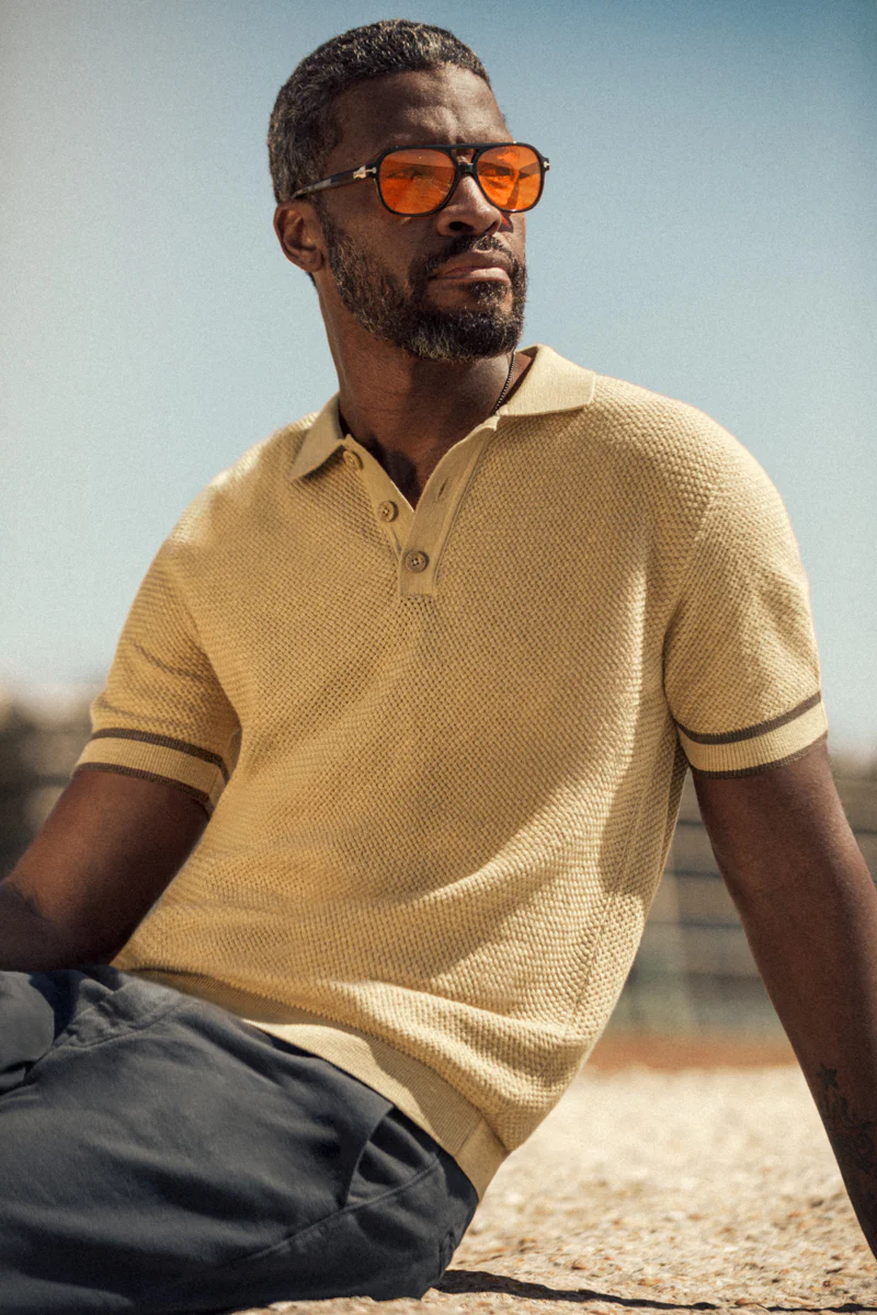 Dempsey Knitted Polo Tan - Image 6