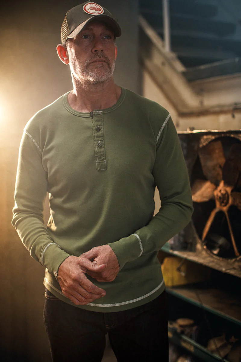 Elder Henley Long Sleeve 3 Pack – Raw/Indigo/Green - Image 3