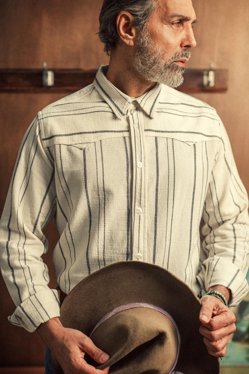 Folsom Western Shirt Raw / Black Stripe - Image 6