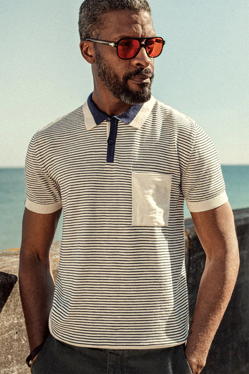 Oban Stripe Polo Navy / Raw - Image 5