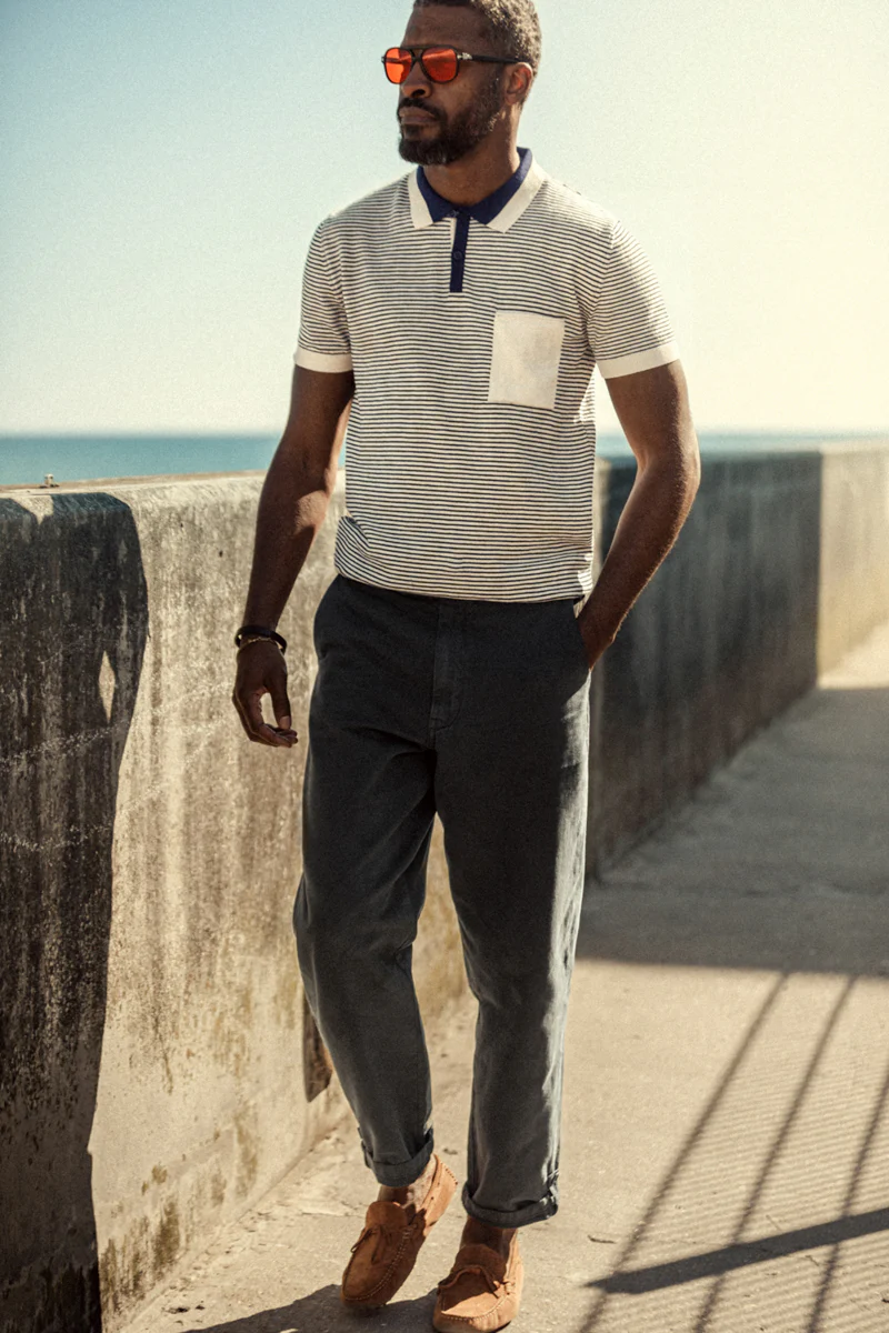 Oban Stripe Polo Navy / Raw - Image 6