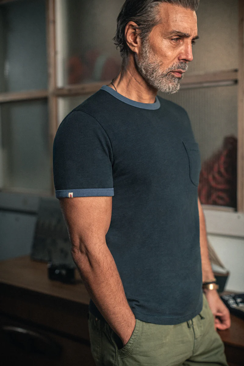 Ringer T-Shirt Navy - Image 3