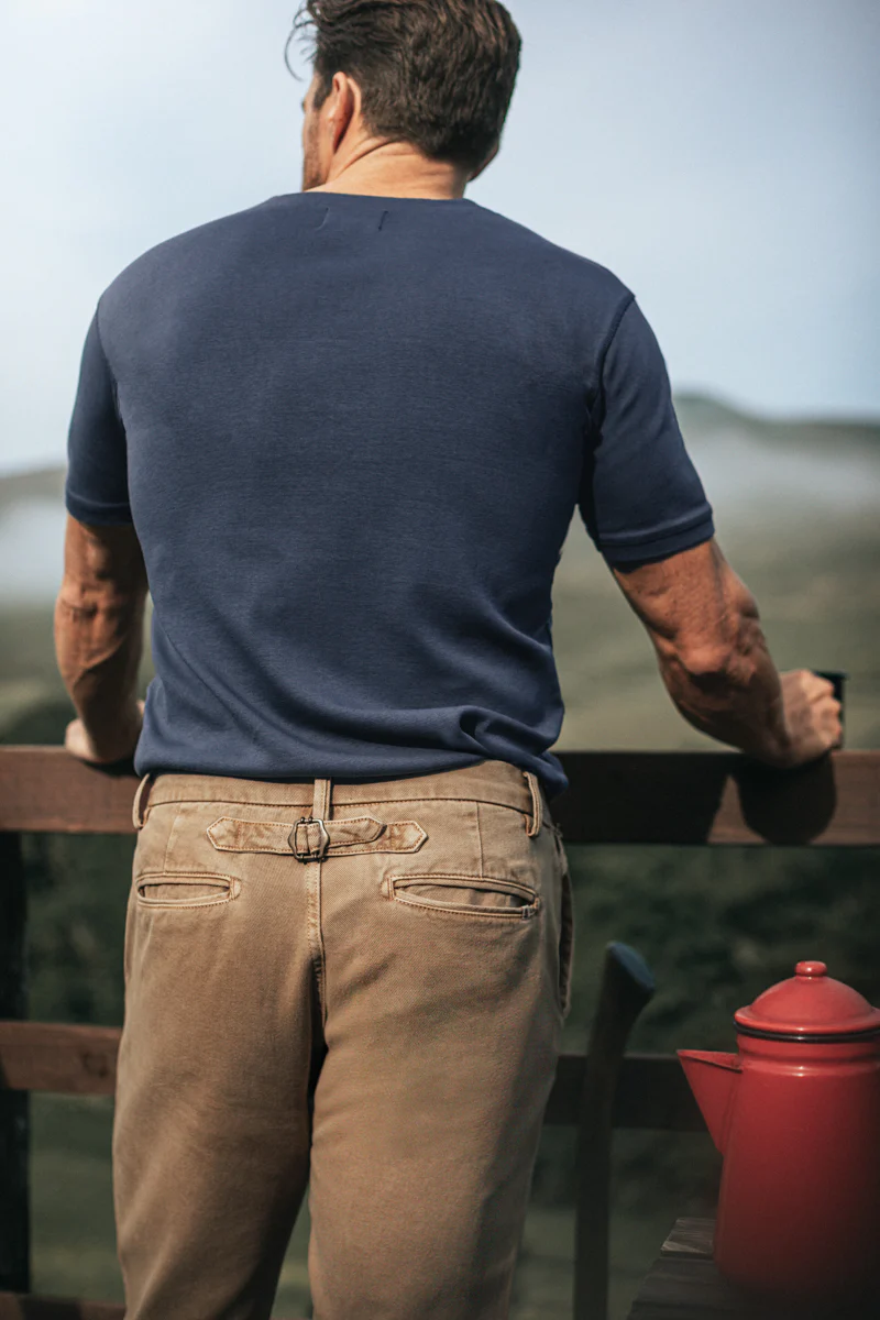 SALVAGE STOCK Bluesand Short Sleeve Henley Navy - Image 3
