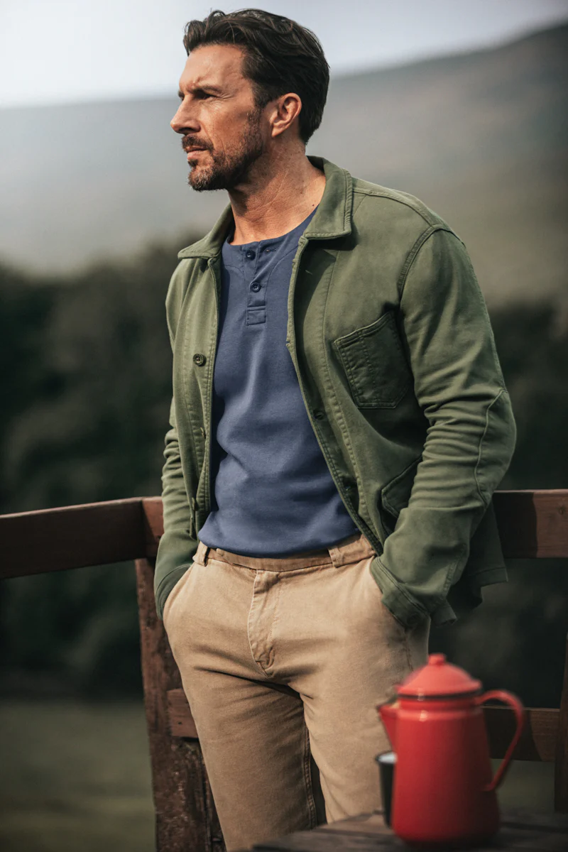 SALVAGE STOCK Bluesand Short Sleeve Henley Navy - Image 5