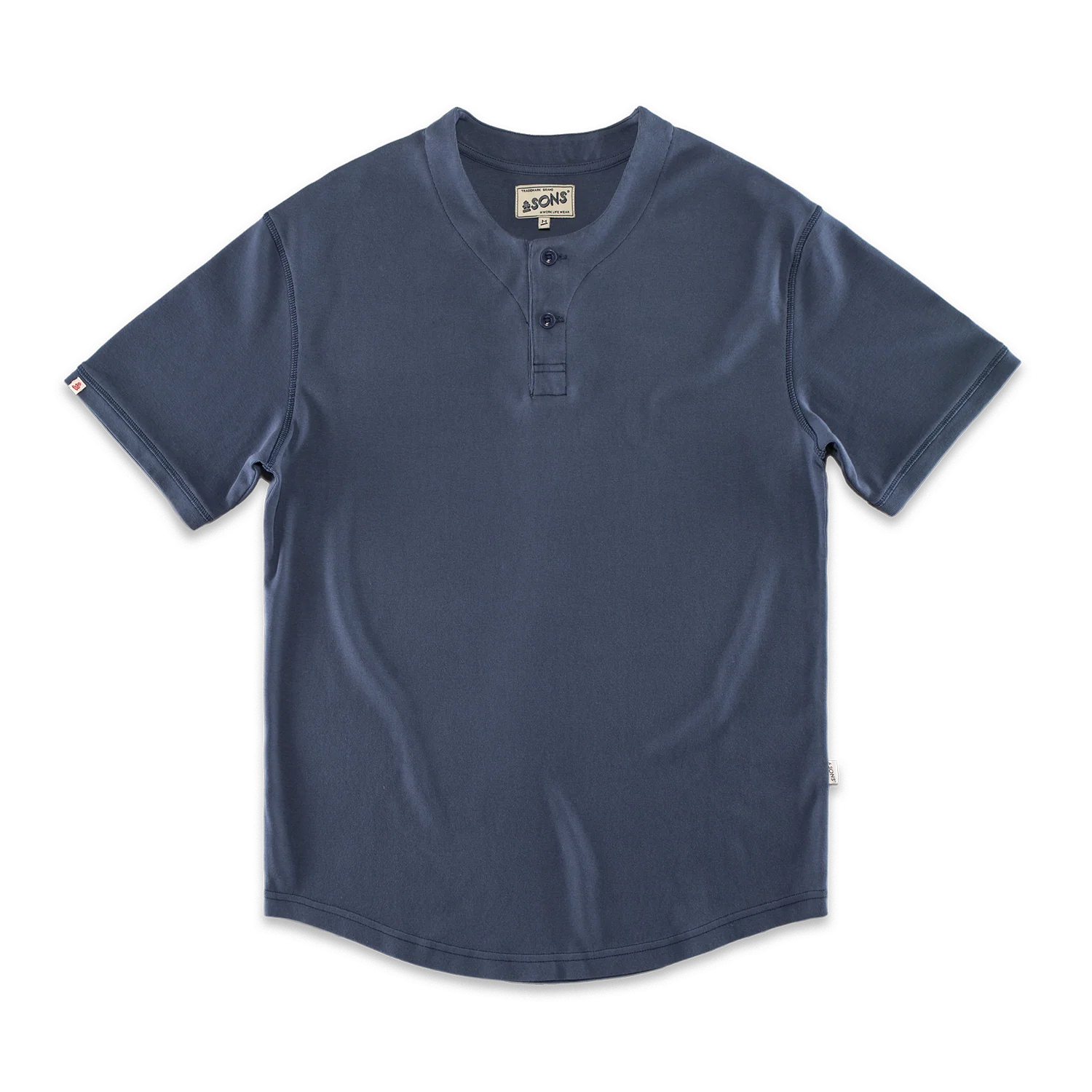 SALVAGE STOCK Bluesand Short Sleeve Henley Navy - Image 8