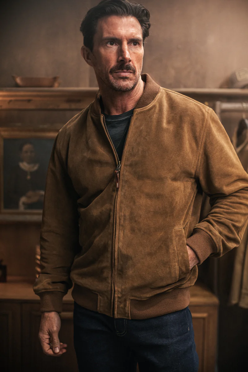 SALVAGE STOCK Buck Ridge Suede Bomber Tan - Image 4