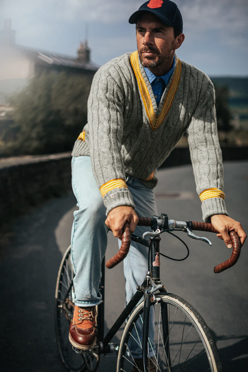 SALVAGE STOCK Century Cricket Jumper Grey Marl - Image 3