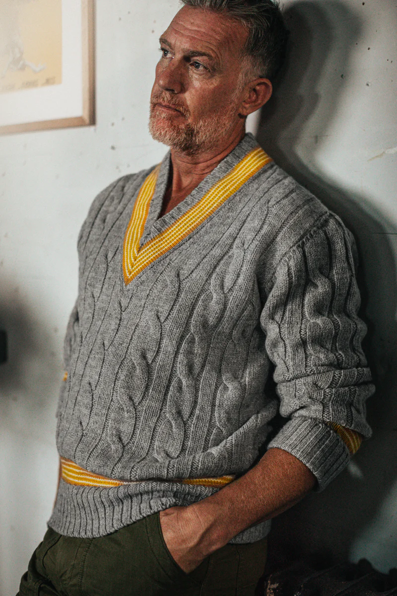 SALVAGE STOCK Century Cricket Jumper Grey Marl - Image 5