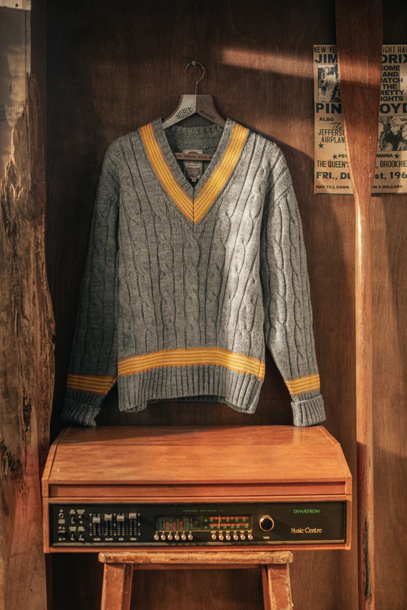 SALVAGE STOCK Century Cricket Jumper Grey Marl - Image 7