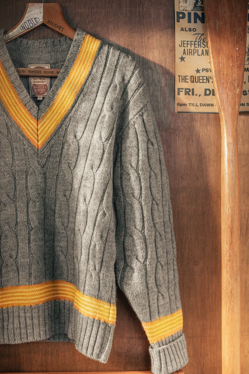 SALVAGE STOCK Century Cricket Jumper Grey Marl - Image 8