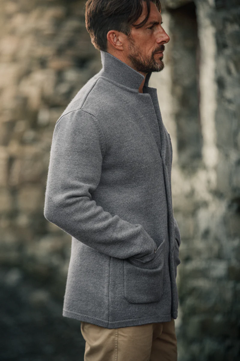SALVAGE STOCK Denton Merino Wool Blazer Grey Marl - Image 5