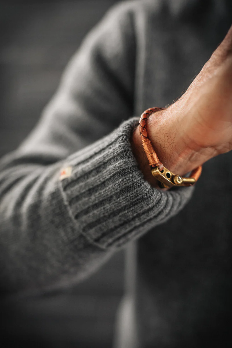 SALVAGE STOCK &SONS Leather Twist Braid Bracelet Brown - Image 3