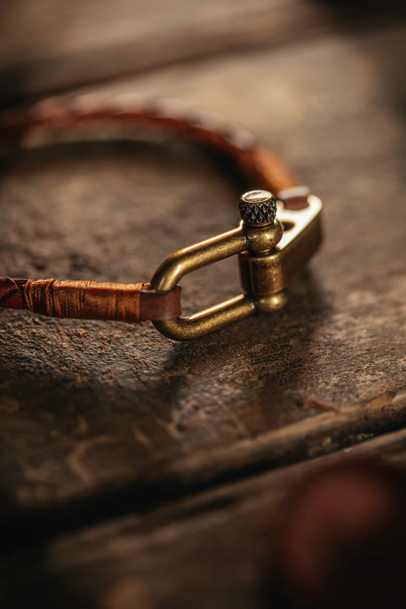 SALVAGE STOCK &SONS Leather Twist Braid Bracelet Brown - Image 4