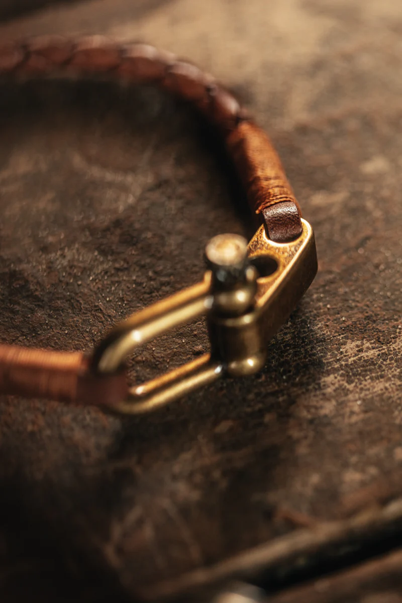 SALVAGE STOCK &SONS Leather Twist Braid Bracelet Brown - Image 5