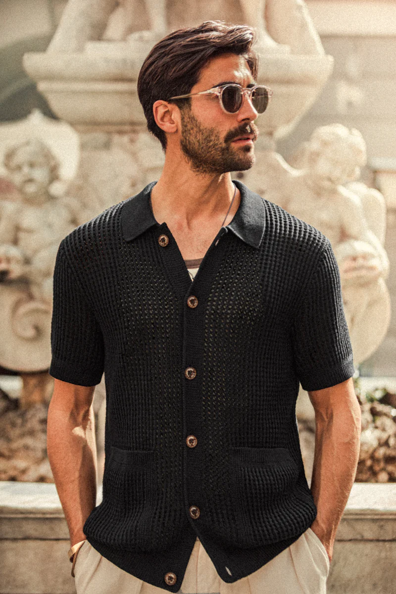 Santo Crochet Shirt Black - Image 3