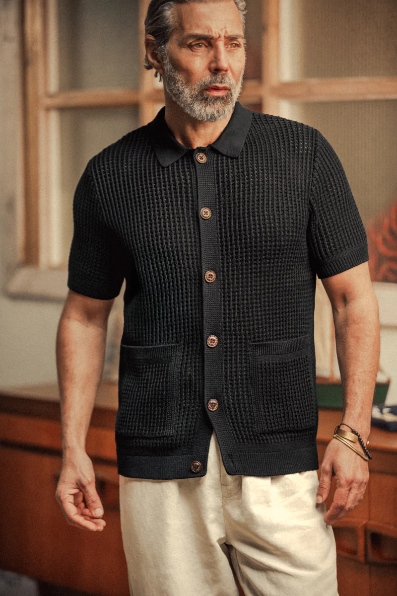 Santo Crochet Shirt Black - Image 6