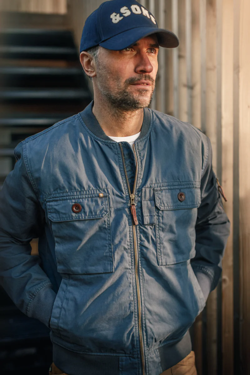 &SONS Harris Bomber Jacket Navy - Image 6