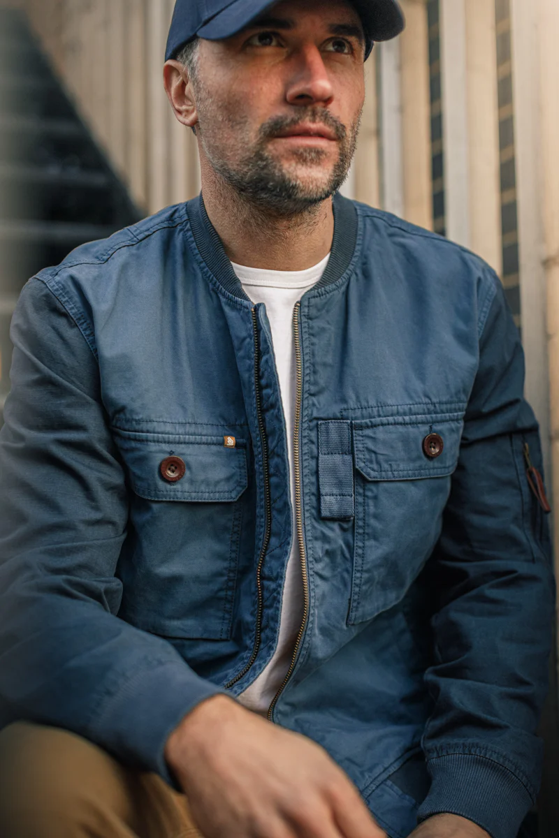 &SONS Harris Bomber Jacket Navy - Image 8