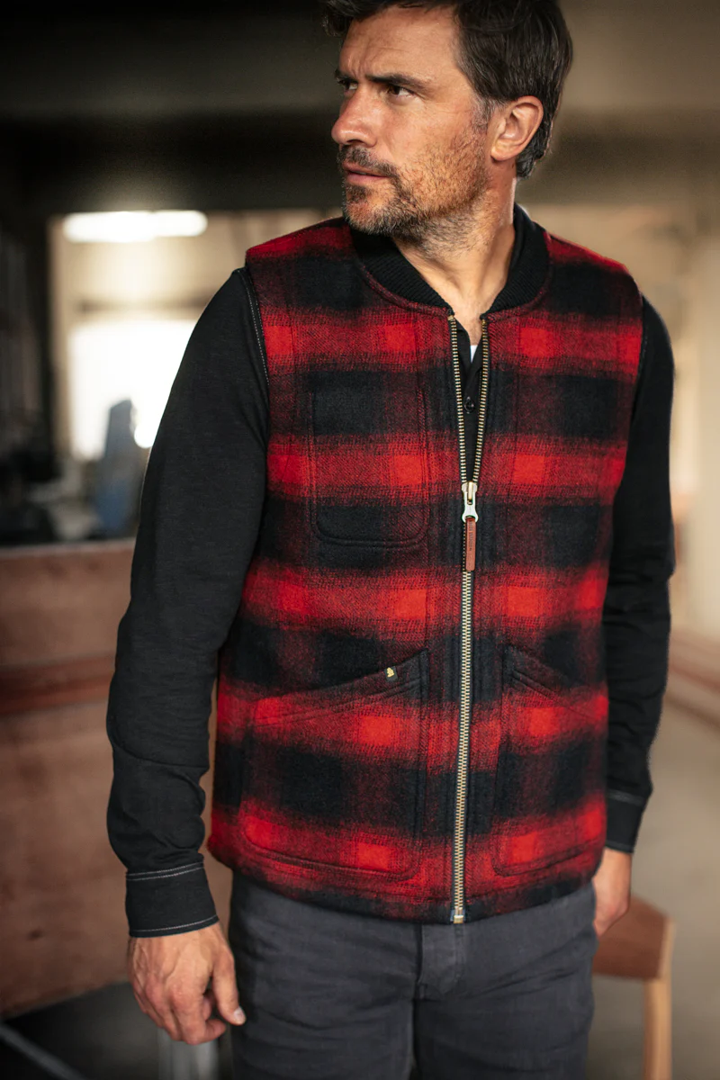 &SONS Kodiak Gilet Red Check - Image 2
